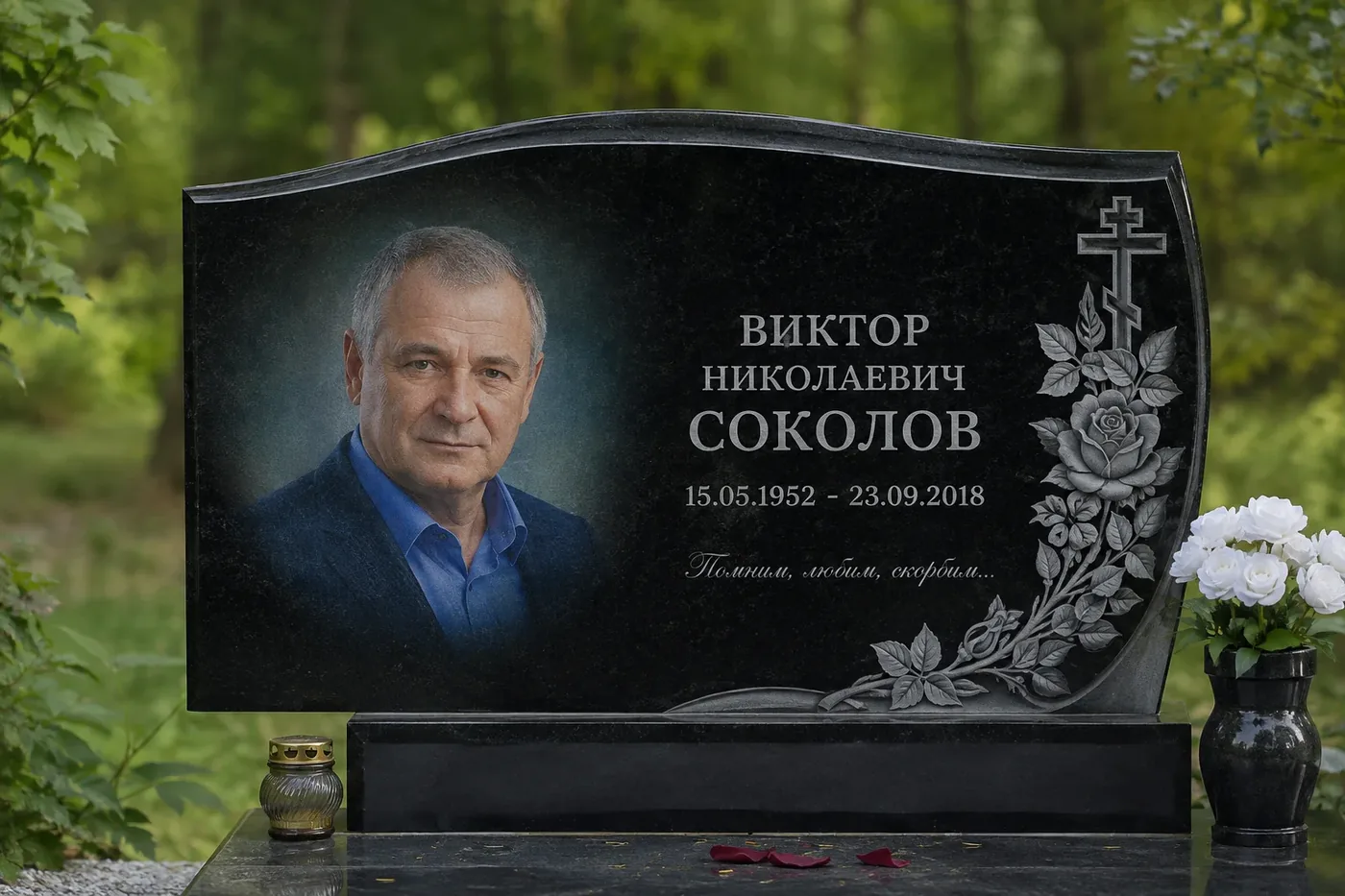 Художественная гравировка портрета на граните