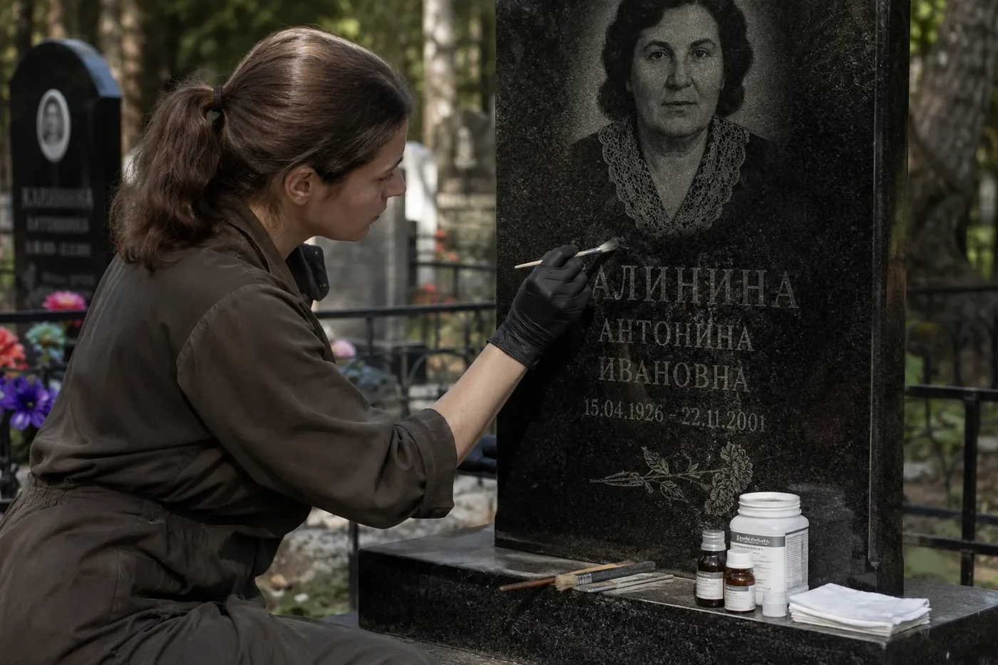 Восстановление надписей сусальным золотом